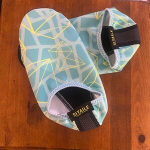 Womens Aqua Shoes - Blue and Yellow